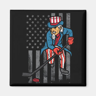 Aimant Oncle Sam de hockey sur glace du 4 juillet Drapeau