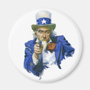 Aimant Oncle Sam patriotique vintage avec chapeau à étoil