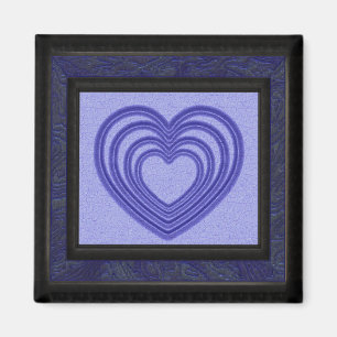 Aimant Ondulation bleue de coeur encadrée
