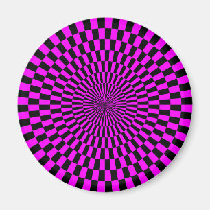 Aimant Op Art - Magenta et noir