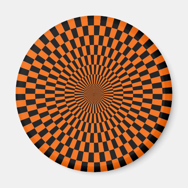 Aimant Op Art - Orange et noir (Devant)