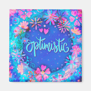 Aimant Optimiste Plutôt Bleu Floral Moderne Inspirivité
