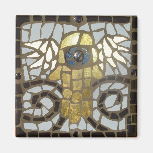 Aimant Or à ailes de Hamsa avec l'oeil bleu