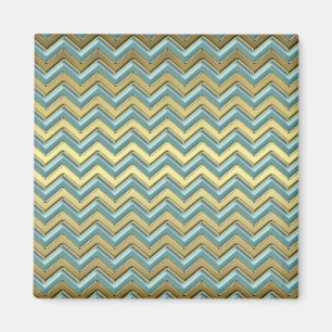 Aimant Or et motif turquoise de Chevron