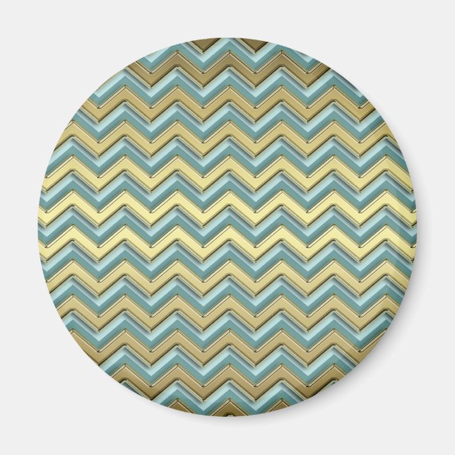 Aimant Or et Turquoise Motif Chevron (Devant)
