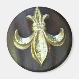 Aimant Or Fleur de lis sur le brun