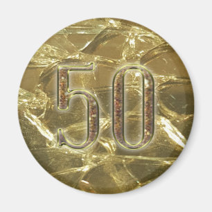 Aimant or numéro 50 lumières dorées 50e anniversaire