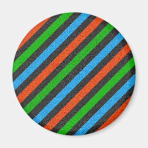 Aimant Orange, Bleu, Vert, Parties scintillant noire rayé