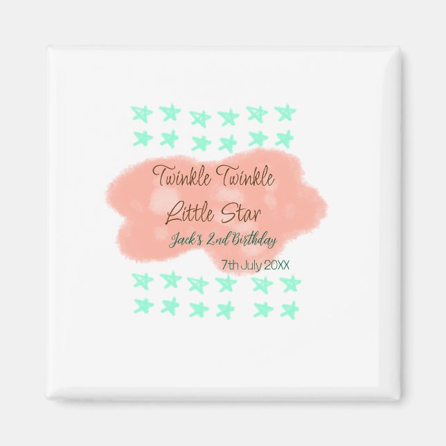 Aimant Orange clouds twinkle twinkle little stars green  (Devant)