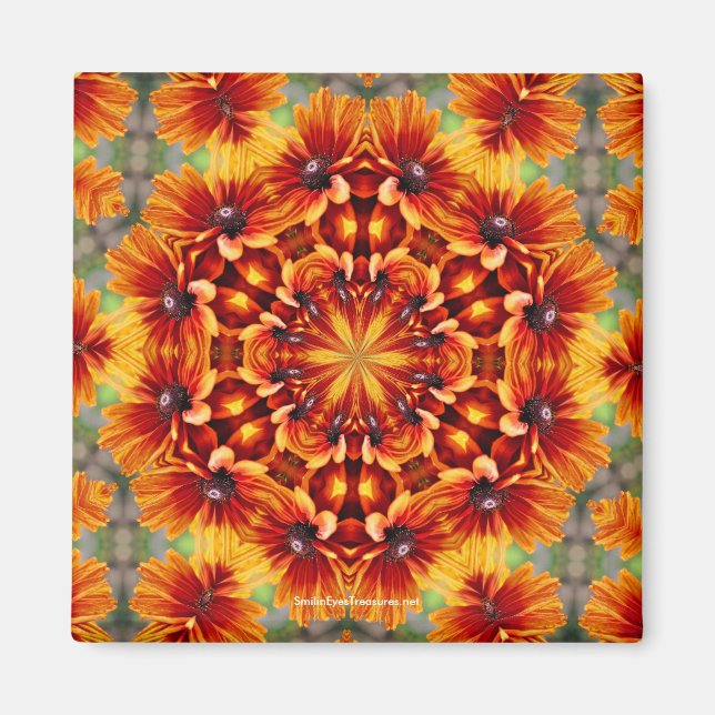 Aimant Orange Daisy Kaleidoscope (Devant)