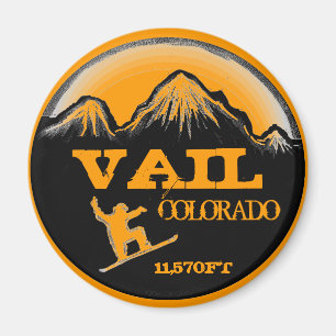 Aimant orange d'art de surf des neiges de Vail le