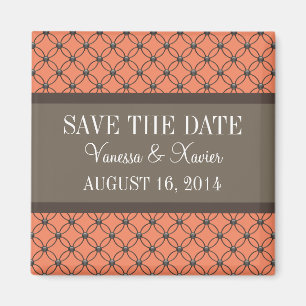 Aimant Orange Fancy Lattice Enregistrer l'aimant de date