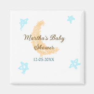 Aimant Orange lune bleu étoiles parties scintillant baby