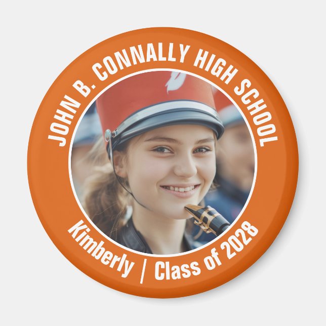 Aimant Orange Marching Band Photo High School Spirit (Devant)