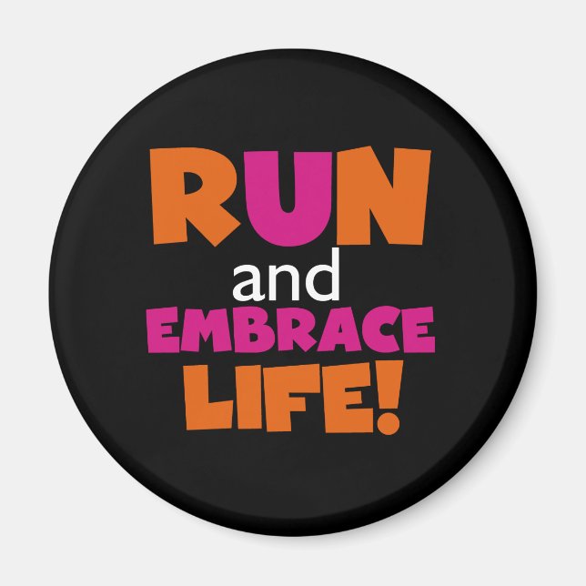 Aimant Orange Rose Texte Fitness Runner Marathon (Devant)