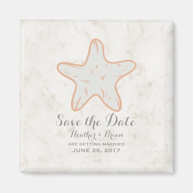 Aimant Orange Rustic Starfish Enregistrer la date (Devant)