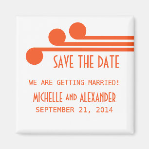 Aimant Orange Simple Déco Chic Enregistrer l'aimant Date