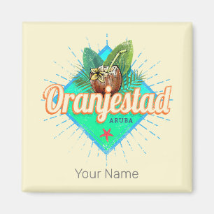 Aimant Oranjestad Aruba Retro Souvenir des Caraïbes Vinta