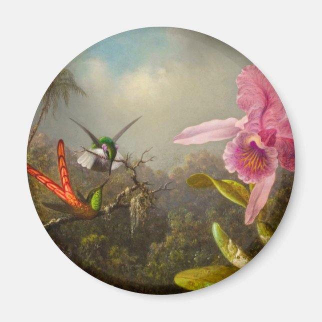 Aimant Orchidée avec deux colibris Heade (Devant)