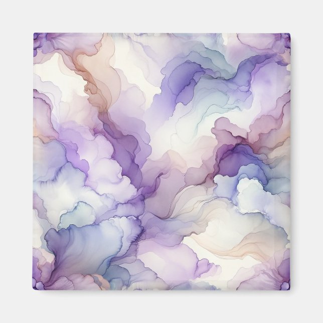 Aimant Orchidée florissante Aquarelle violette Art Abstra (Devant)