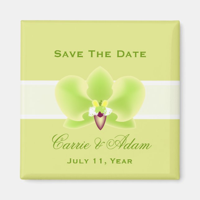 Aimant Orchidée verte Enregistrer l'aimant de date (Devant)