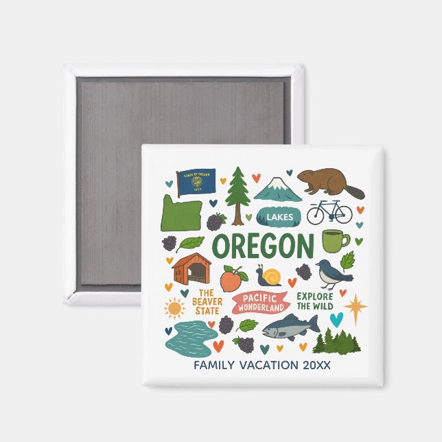 Aimant Oregon Family Trip Keepsake Custom (Recto/Verso)
