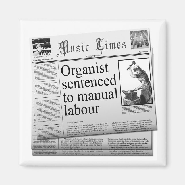 Aimant Organiste condamné au travail manuel (Devant)