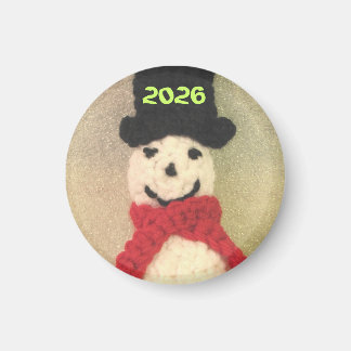 Aimant Ornement de Noël bonhomme de neige tricoté