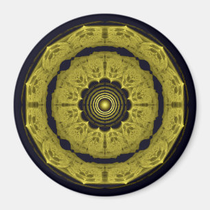 Aimant Ornement fractal rond brillant orange