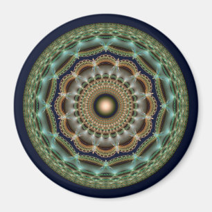 Aimant Ornement rond brillant fractal lustré