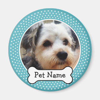 Aimant Os de chien et bleu Polka Dot Animaux de compagnie