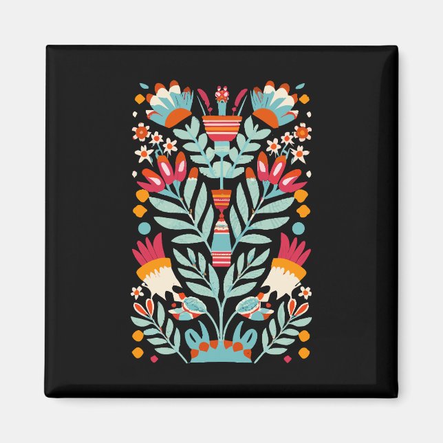 Aimant Otomi Flower Motif mexicain Floral Art (Devant)