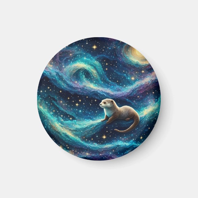 Aimant Otter dans un océan étoilé (Devant)