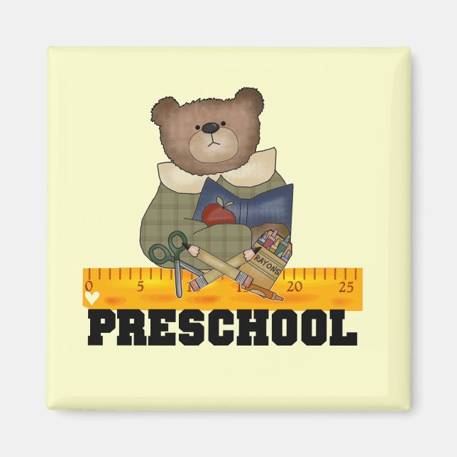Aimant Ours avec la règle Tshirts et cadeaux préscolaires (Devant)