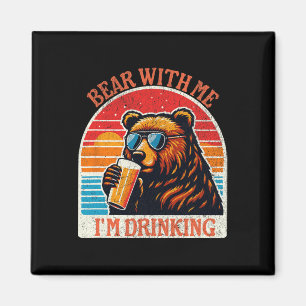 Aimant Ours Boire Bière Extérieur Funny Grizzly Randonnée