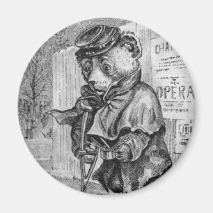 Aimant Ours boiteux - lettre L - ours de nounours vintage
