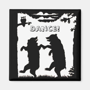Aimant Ours de danse Silhouette noire