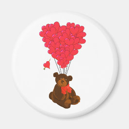 Aimant Ours en peluche et ballons cardiaques