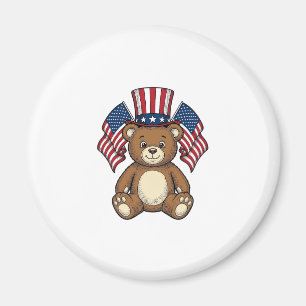 Aimant Ours en peluche patriotique vintage vector design_