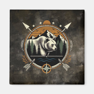 Aimant Ours montagnard rustique et vintage pour l'extérie