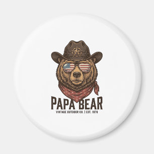 Aimant Ours Papa Ours Cowboy Patriotique Vintage Vector D