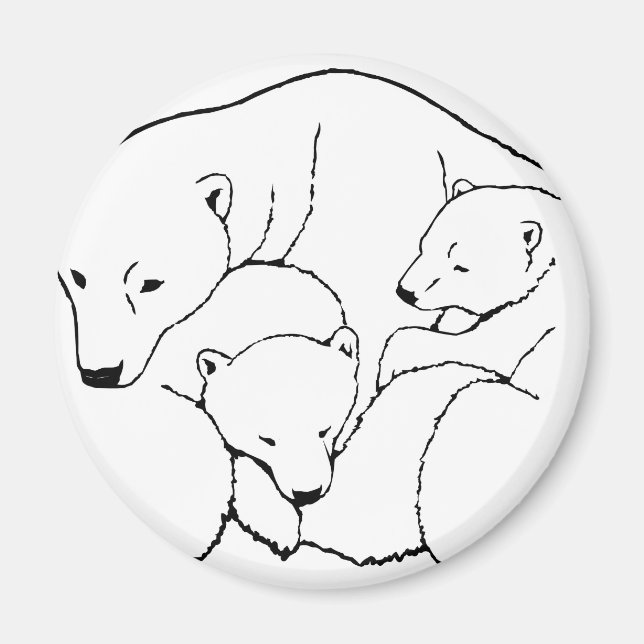 Aimant Ours Polaire & Cub Frigo Magent Wildlife Art Cadea (Devant)