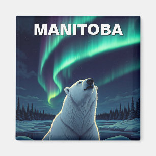 Aimant Ours polaire lumières du nord Manitoba Canada