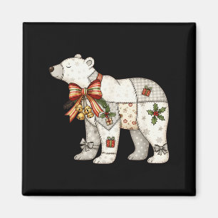 Aimant Ours polaire patchwork mignon quilt de Noël