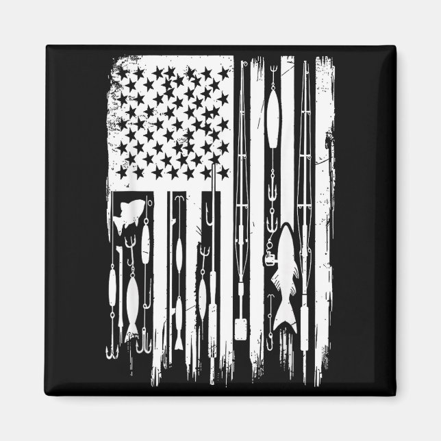 Aimant Outdoor Fishing American Flag Fisherman Fish Lover (Devant)