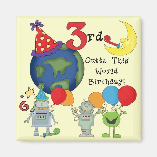 Aimant Outta This World 3rd Birthday T-shirts et cadeaux (Devant)