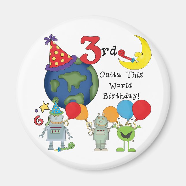 Aimant Outta This World 3rd Birthday T-shirts et cadeaux (Devant)