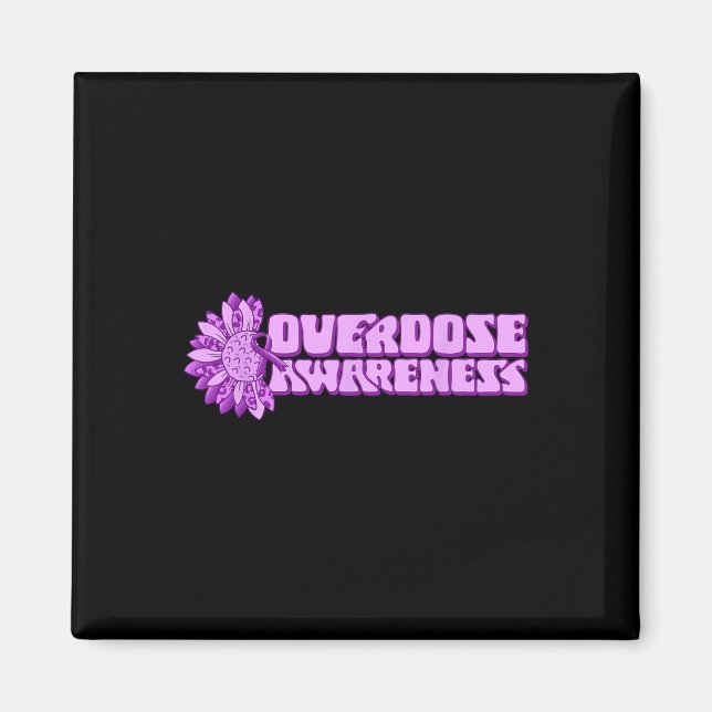 Aimant Overdose Awareness Purple Ribbon Drug Addiction 32 (Devant)