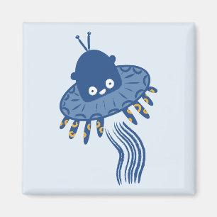 Aimant OVNI octopique bleu Kawaii