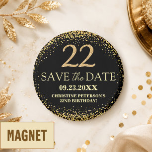 Aimant Paillettes d'or noir 22e anniversaire Enregistrer